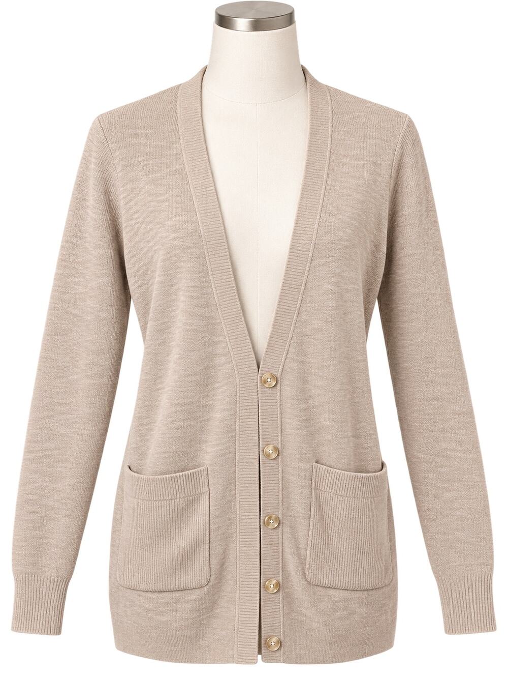 Abercrombie & Fitch 100% Cotton Beige Button Cardigan w/pockets - Size S